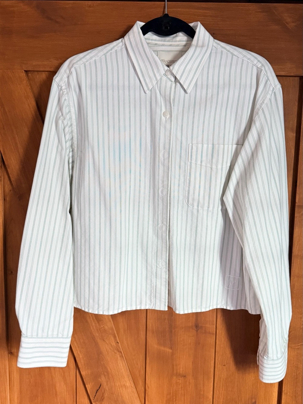 UNIQLO JW Anderson Oxford Boxy Shirt New No Tags Cropped S Green Stripped Design